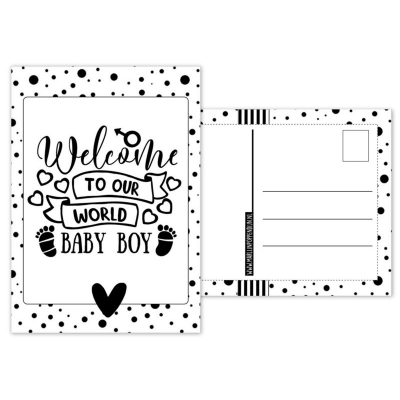 118.Kaart A6 met tekst ''Welcome to our world baby boy .''.